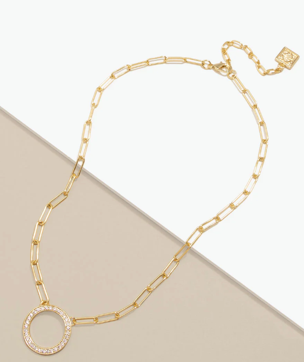 Circular Pavé Pendant Collar Necklace